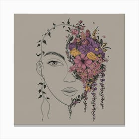 A captivating illustration of a stylized face with a monochromatic outline, 3 Canvas Print