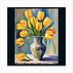 Yellow Tulips In A Vase Canvas Print