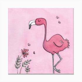Fiona Flamingo Square Canvas Print