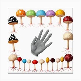 Hand With Mushrooms Canvas Print