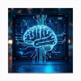 Abstract Illustration Of A Human Brain Replete With Circuit Lines And Integrated Chips Elements Rep (6) Canvas Print