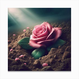 Pink Rose In The Dirt Canvas Print