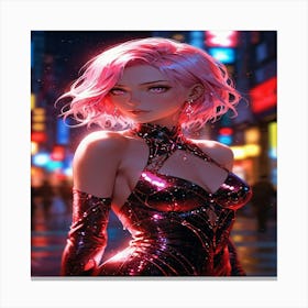 Anime Girl With Pink Hair 1 Canvas Print