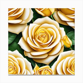 Yellow Roses Seamless Pattern 7 Canvas Print