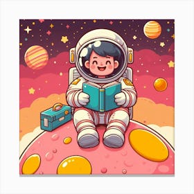 Astronaut Reading A Book 1 Canvas Print