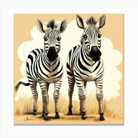 Zebras Cartoon 1 Canvas Print