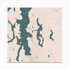 Seattle Washington Pink and Blue Cute Script Street Map Canvas Print