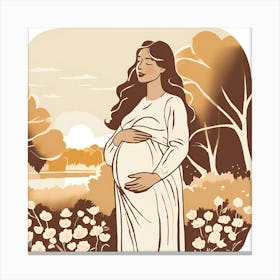 Pregnant Woman In A Field Canvas Print