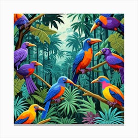 Birds Calling Cubism Style Canvas Print