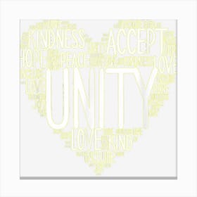 Unity Day Orange Heart Shaped Words Of Unity Anti Bullying Canvas Print