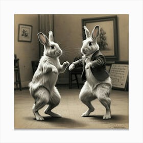 Rabbits Dancing 1 Canvas Print