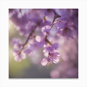 A Blooming Violet Blossom Tree With Petals Gently Falling In The Breeze 2 Canvas Print