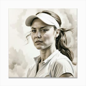 Chalk Painting Of A Tennis Player Canvas Print
