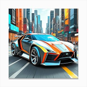 Futuristic Road Racer Cubism Style Canvas Print