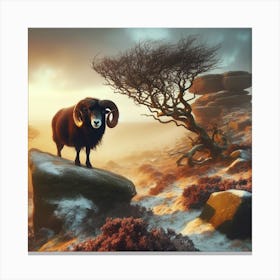 Ram In The Snow 7 Canvas Print