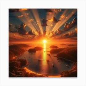 Sunset Over The Ocean Canvas Print