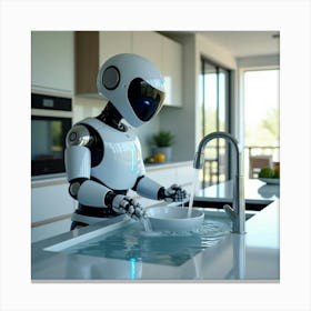 Flux Dev A Sleek And Modern Smart Robot With A Silver And Glas 2 Canvas Print