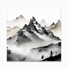 Firefly An Illustration Of A Beautiful Majestic Cinematic Tranquil Mountain Landscape In Neutral Col (12) Canvas Print