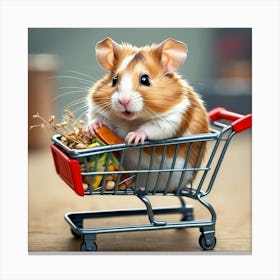 Hamster In A Shopping Cart Canvas Print