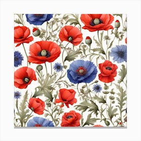 Poppy and cornflower flowers 3 Canvas Print