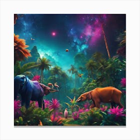 Elephants In The Jungle Canvas Print