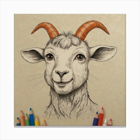 Goat Drawing 14 Canvas Print