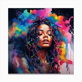 Woman With Colorful Hair 5 Canvas Print