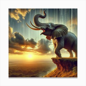 Elephant At Sunset Canvas Print