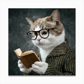 Cat Reading A Book 1 Canvas Print