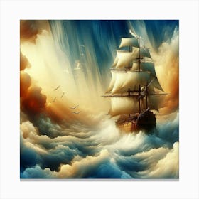 Sailing Ship In The Clouds 6 Canvas Print