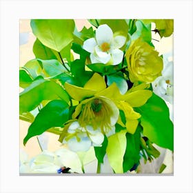 White And Green Bouquet Canvas Print