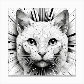 Cat Head - Abstract Line Art Illustration 42 Canvas Print