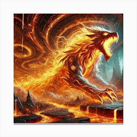 Fire Wolf Elemental Fury Action Canvas Print