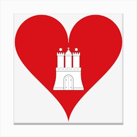 Heart Love Castle Gate Hamburg Coat Of Arms Flag Heart Shaped Federal State Canvas Print