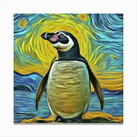 Penguin Starry Night Canvas Print