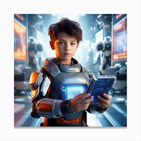 Futuristic Boy In Space 2 Canvas Print