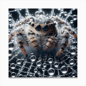 Cute Spider in Web covered with rain drops 3 Leinwandbilder