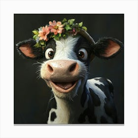 Cow With Flower Crown 2 Toile