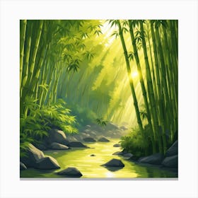 A Stream In A Bamboo Forest At Sun Rise Square Composition 240 Canvas Print