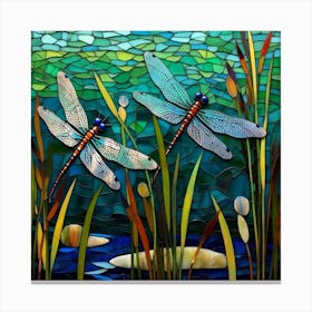 Dragonflies In The Water Canvas Print