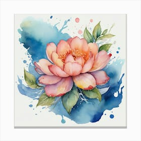 Peony Watercolor Painting Canvas Print