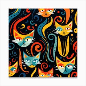 Pattern With Cats Canvas Print