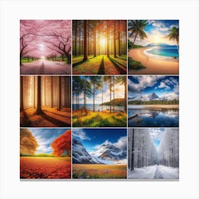 nature in different seasons 3 Canvas Print