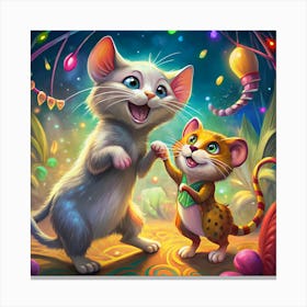 Two Kittens In The Forest Canvas Print