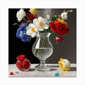 A Glass Vase Half Filled With Water Canvas Print