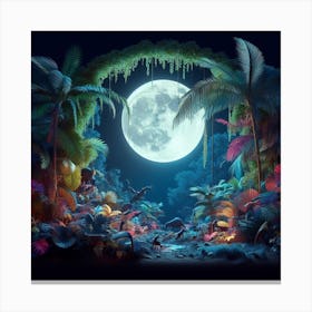 Full Moon In The Jungle 1 Canvas Print