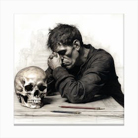 Man With A Skull Canvas Print