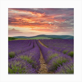 Lavender Field At Sunset Canvas Print