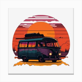 Vw Bus At Sunset Canvas Print