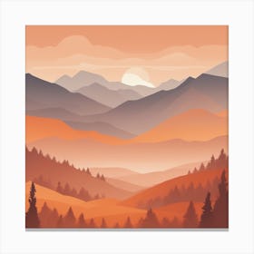 Misty mountains background in orange tone 106 Canvas Print